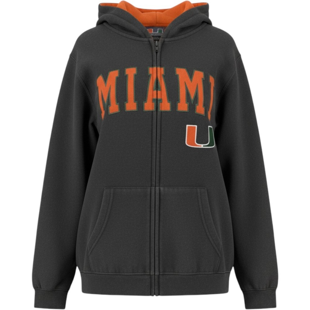 Stadium Athletics Miami Hurricanes Youth Large Full Zip Hoodie Grey NCAA